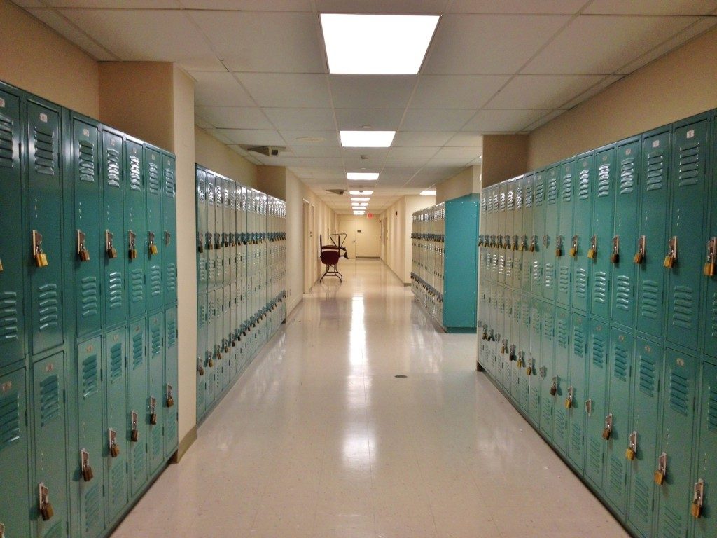 School hallway locker rooms