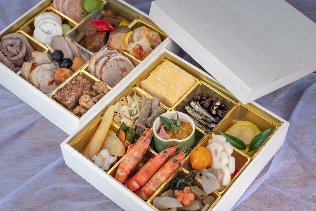 seafood and pork bento box