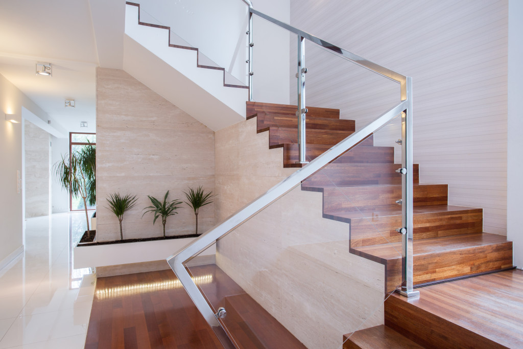 staircase with modern railings