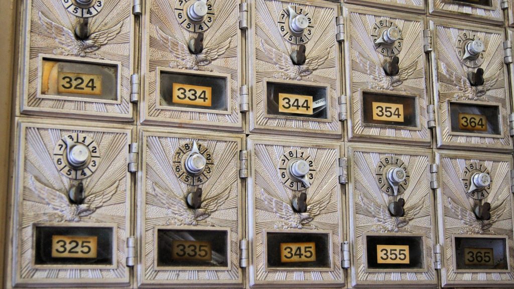 post office boxes in old building