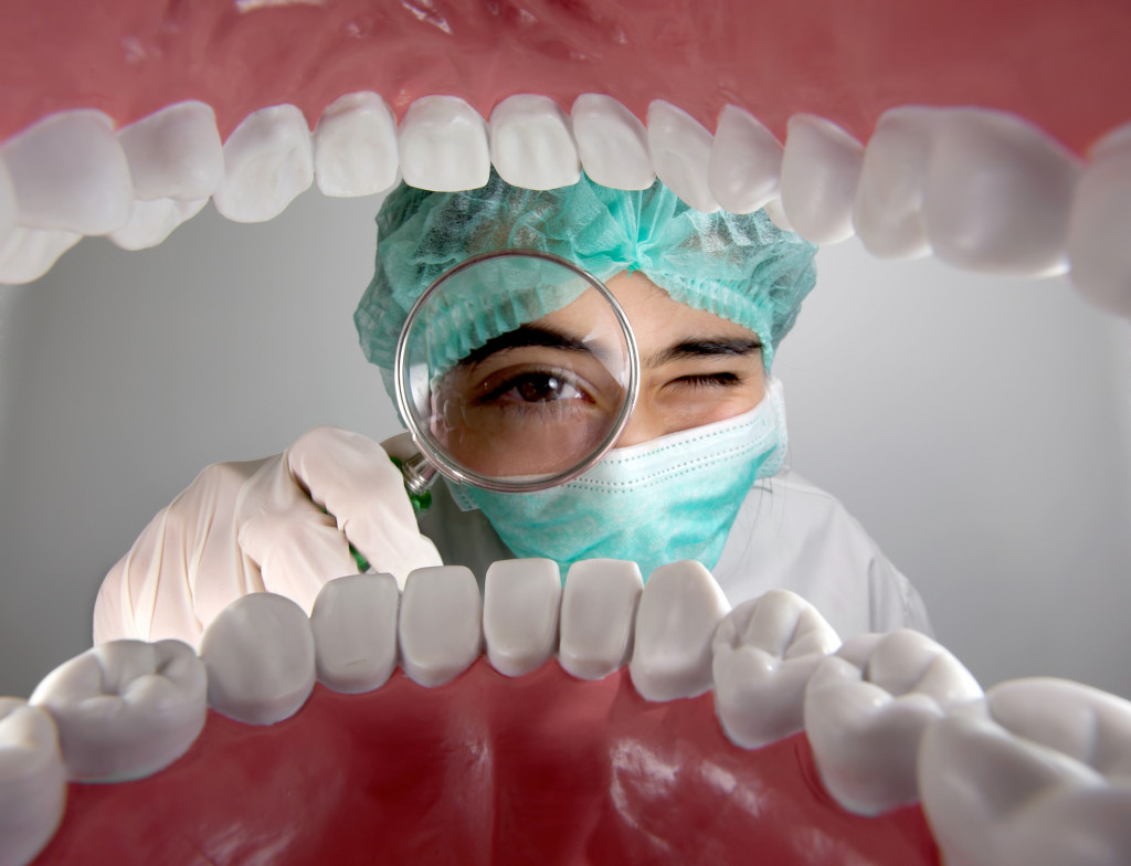 an internal POV from the mouth of a dentist
