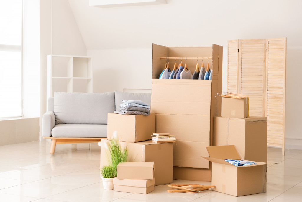 packed boxes concept of decluttering