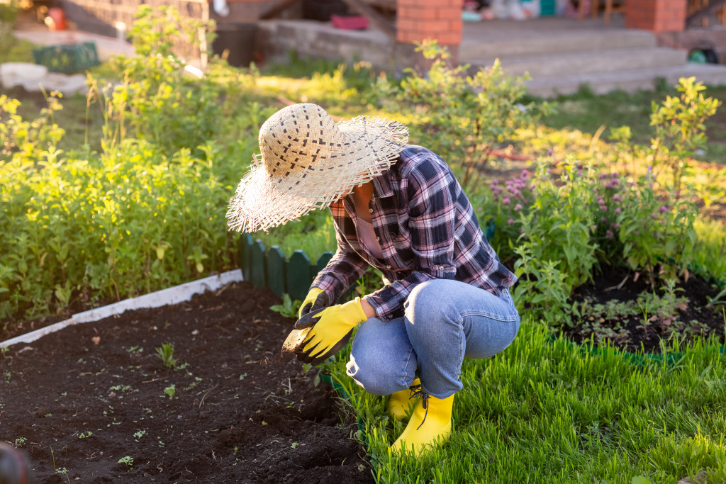A woman doing gardening